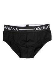Dolce & Gabbana Black Cotton Stretch Regular Brief Underwear