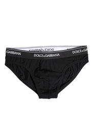 Dolce & Gabbana Black Cotton Stretch Regular Brief Underwear