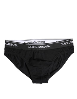 Dolce & Gabbana Black Cotton Stretch Regular Brief Underwear