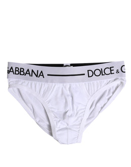 Dolce & Gabbana White Cotton Stretch Regular Brief Underwear