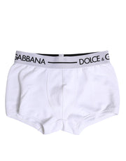 Dolce & Gabbana White Cotton Stretch Regular Boxer Underwear