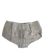 Dolce & Gabbana Gray Cotton Floral Lace High Waist Panty Underwear