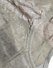 Dolce & Gabbana Gray Cotton Floral Lace High Waist Panty Underwear