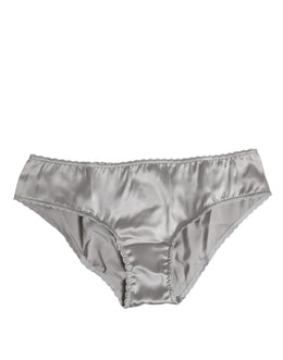 Dolce & Gabbana Gray Silk Stretch Bottom Low Waist Panty Underwear