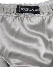 Dolce & Gabbana Gray Silk Stretch Bottom Low Waist Panty Underwear