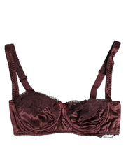 Dolce & Gabbana Burgundy Silk Underwired Balconette Bra Underwear