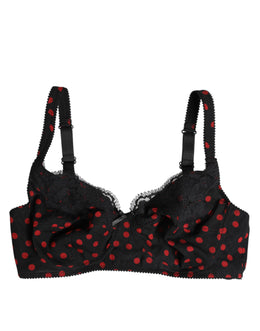 Dolce & Gabbana Black Red Polka Dot Underwired Balconette Underwear