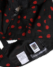 Dolce & Gabbana Black Red Polka Dot Underwired Balconette Underwear