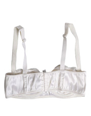 Dolce & Gabbana White Silk Underwired Balconette Bra Underwear