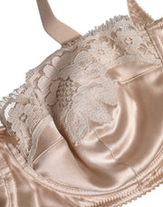 Dolce & Gabbana Biege Silk Underwired Balconette Bra Underwear