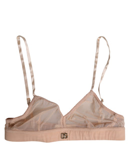 Dolce & Gabbana Powder Pink Nylon DG Logo Non Wire Bra Underwear