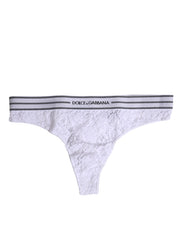 Dolce & Gabbana White Nylon Floral Lace Bottom Panty Underwear