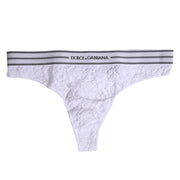 Dolce & Gabbana White Nylon Floral Lace Bottom Panty Underwear
