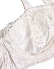 Dolce & Gabbana White Silk Underwired Balconette Bra Underwear