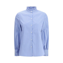 Valentino Blue Cotton Pattern Shirt