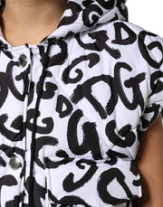 Dolce & Gabbana White DG Mania Hooded Sleeveless Puffer Jacket