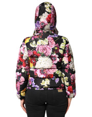 Dolce & Gabbana Multicolor Floral Hooded Puffer Quilted Jacket