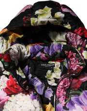Dolce & Gabbana Multicolor Floral Hooded Puffer Quilted Jacket