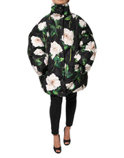Dolce & Gabbana Black Floral Print Puffer Quilted Jacket