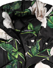 Dolce & Gabbana Black Floral Print Puffer Quilted Jacket