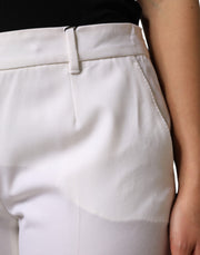 Dolce & Gabbana White Wool Mid Waist Tapered Pants