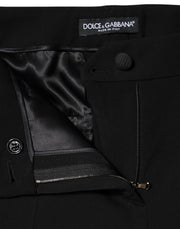 Dolce & Gabbana Black Wool High Waist Tapered Pants