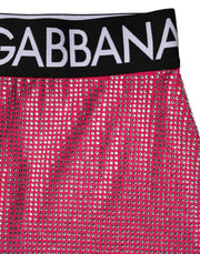 Dolce & Gabbana Pink Rhinestone Embellished Logo Mini Skirt