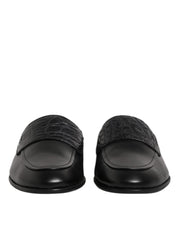 Dolce & Gabbana Black Calfskin Leather Slip On Loafers Shoes