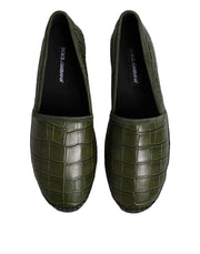 Dolce & Gabbana Green Exotic Leather Espadrilles Slip On Shoes