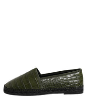 Dolce & Gabbana Green Exotic Leather Espadrilles Slip On Shoes