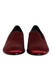 Dolce & Gabbana Red Velvet Slip On Loafers Formal Shoes