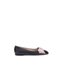 Valentino Garavani Black Calf Leather Bos Taurus Ballet Flats