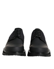 Dolce & Gabbana Black Leather Lace Up Trekking Dress Shoes