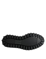 Dolce & Gabbana Black Leather Lace Up Trekking Dress Shoes