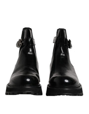 Dolce & Gabbana Black Belted DG Logo Men Chelsea Boots Shoes