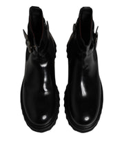Dolce & Gabbana Black Belted DG Logo Men Chelsea Boots Shoes