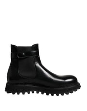Dolce & Gabbana Black Belted DG Logo Men Chelsea Boots Shoes