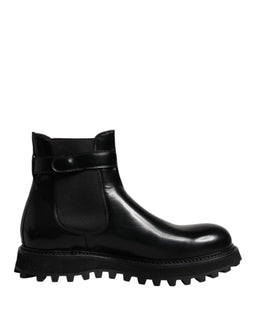 Dolce & Gabbana Black Belted DG Logo Men Chelsea Boots Shoes