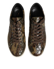 Dolce & Gabbana Brown Exotic Leather Low Top Sneakers Shoes