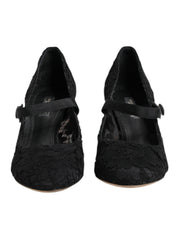 Dolce & Gabbana Black Mary Jane Taormina Lace Pumps Shoes