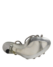 Dolce & Gabbana Silver Strass Ankle Strap Heels Sandals Shoes