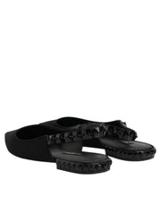 Dolce & Gabbana Black Crystal Charmeuse Slingback Shoes