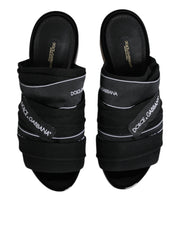 Dolce & Gabbana Black Slides Slip On Sandals Shoes
