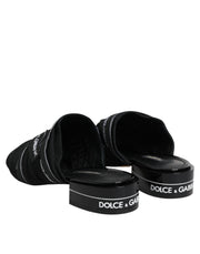 Dolce & Gabbana Black Slides Slip On Sandals Shoes