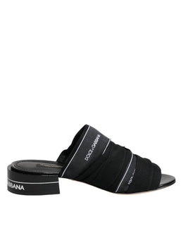 Dolce & Gabbana Black Slides Slip On Sandals Shoes