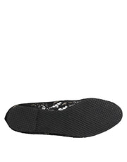 Dolce & Gabbana Black Taormina Lace Slip On Flats Shoes