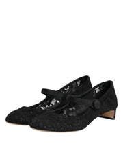 Dolce & Gabbana Black Vally Taormina Floral Lace Pumps Shoes