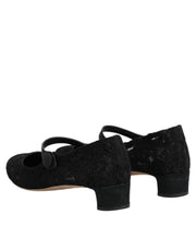 Dolce & Gabbana Black Vally Taormina Floral Lace Pumps Shoes