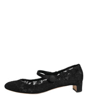 Dolce & Gabbana Black Vally Taormina Floral Lace Pumps Shoes