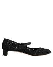 Dolce & Gabbana Black Vally Taormina Floral Lace Pumps Shoes